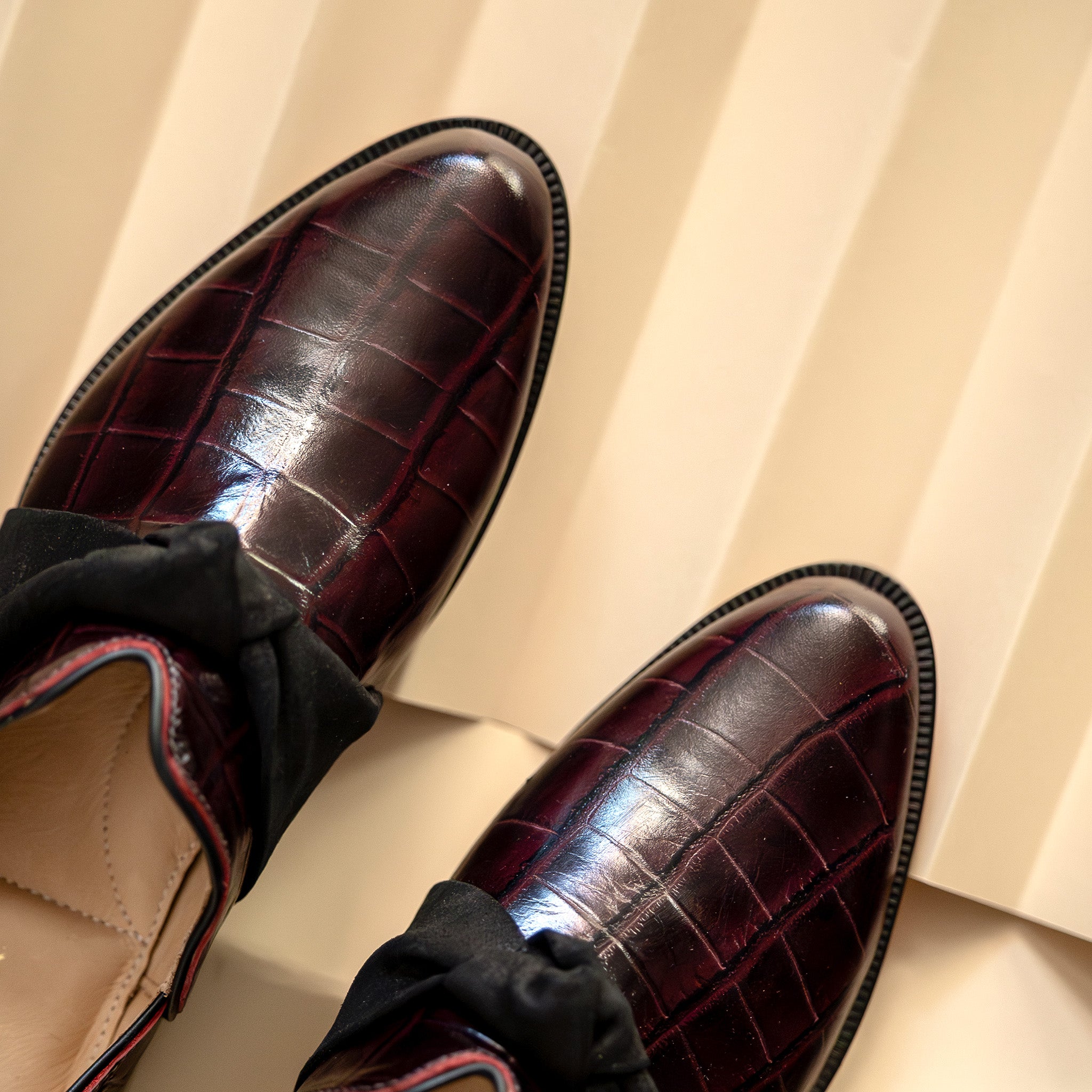 Zapato Espe Cuero Croco Burgundy