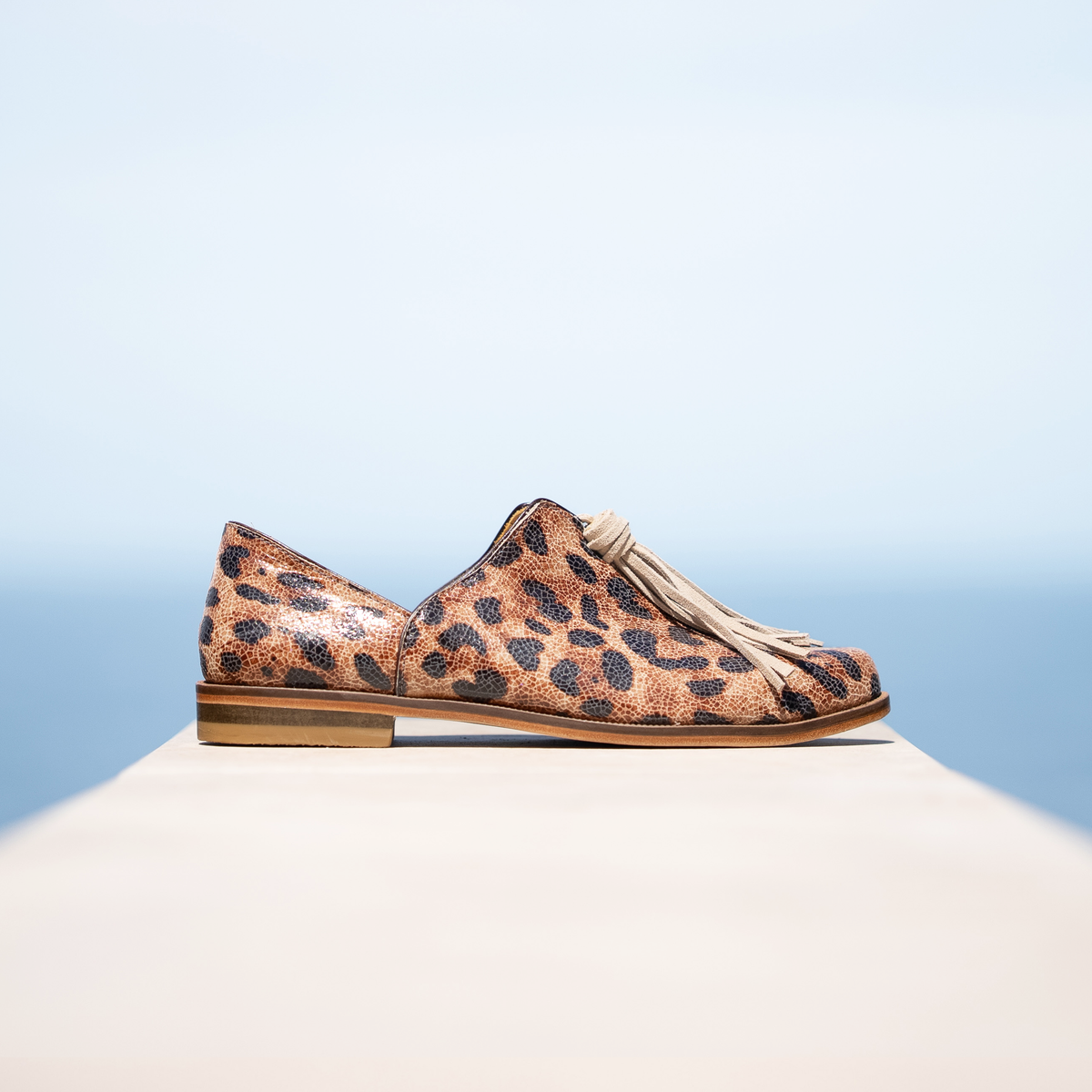 Zapato Maida Cuero Print Beige - 35